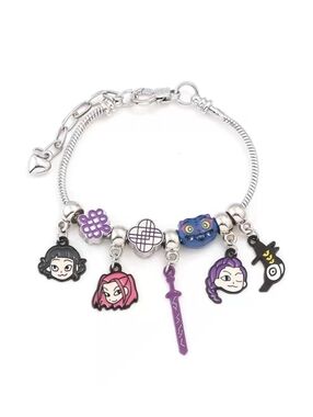 KPop Demon Hunters Charm Bracelet Huntrix Inspired Enamel Jewelry Silver Tone